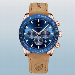 ZEGAREK MĘSKI ELEGANCKI POEDAGAR CHRONOGRAF PUDEŁKO WSKAŹNIK DZIEŃ / NOC 5
