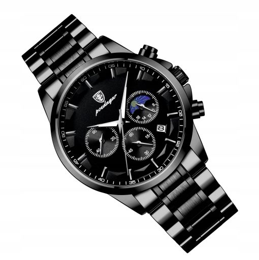 ZEGAREK MĘSKI ELEGANCKI POEDAGAR WSKAŹNIK DZIEŃ / NOC CHRONOGRAF PUDEŁKO