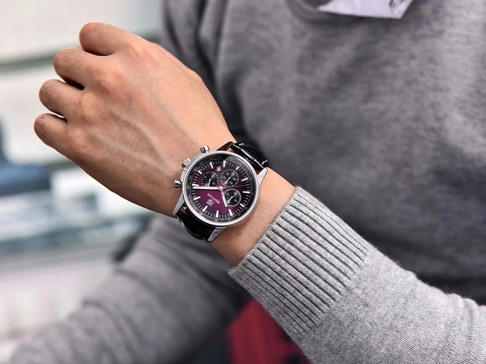 CZARNY ZEGAREK MĘSKI BENYAR NA SKÓRZANYM PASKU DATOWNIK CHRONOGRAF PUDEŁKO CZARNY ZEGAREK MĘSKI BENYAR NA SKÓRZANYM PASKU DATOWNIK CHRONOGRAF PUDEŁKO