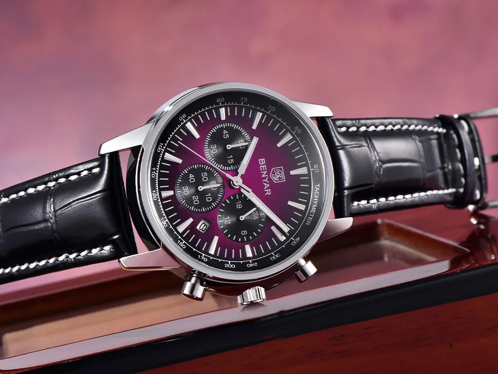 CZARNY ZEGAREK MĘSKI BENYAR NA SKÓRZANYM PASKU DATOWNIK CHRONOGRAF PUDEŁKO CZARNY ZEGAREK MĘSKI BENYAR NA SKÓRZANYM PASKU DATOWNIK CHRONOGRAF PUDEŁKO