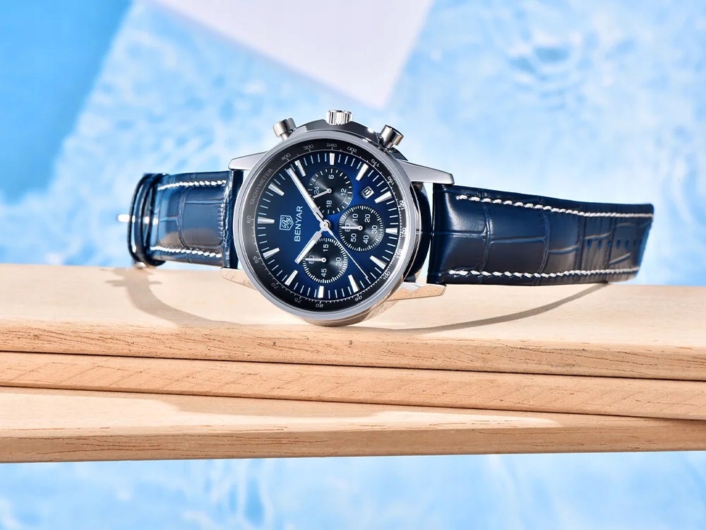 NIEBIESKI ZEGAREK MĘSKI BENYAR SKÓRZANY PASKEK DATOWNIK CHRONOGRAF PUDEŁKO NIEBIESKI ZEGAREK MĘSKI BENYAR SKÓRZANY PASKEK DATOWNIK CHRONOGRAF PUDEŁKO