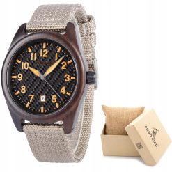 DREWNIANY ZEGAREK MĘSKI BOBO BIRD T165-1 ELEGANCKI NYLONOWY PASEK PUDEŁKO 84aa0eb306070650684cb2460185c35a