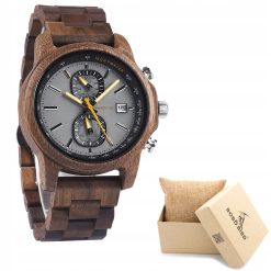 DREWNIANY ZEGAREK MĘSKI BOBO BIRD T159-4 ELEGANCKI BRANSOLETA CHRONOGRAF cedebad25512e82fb4d630b2065ca531